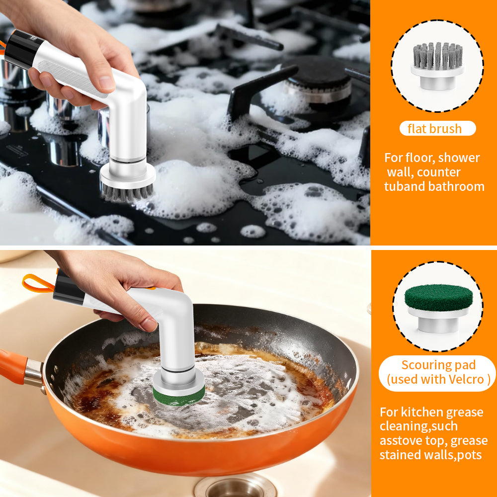 5-in-1 Electric Cleaning Brush – Rechargeable Power Scrubber with 5 Replaceable Brush Heads for Kitchen, Bathroom & Tile Cleaning