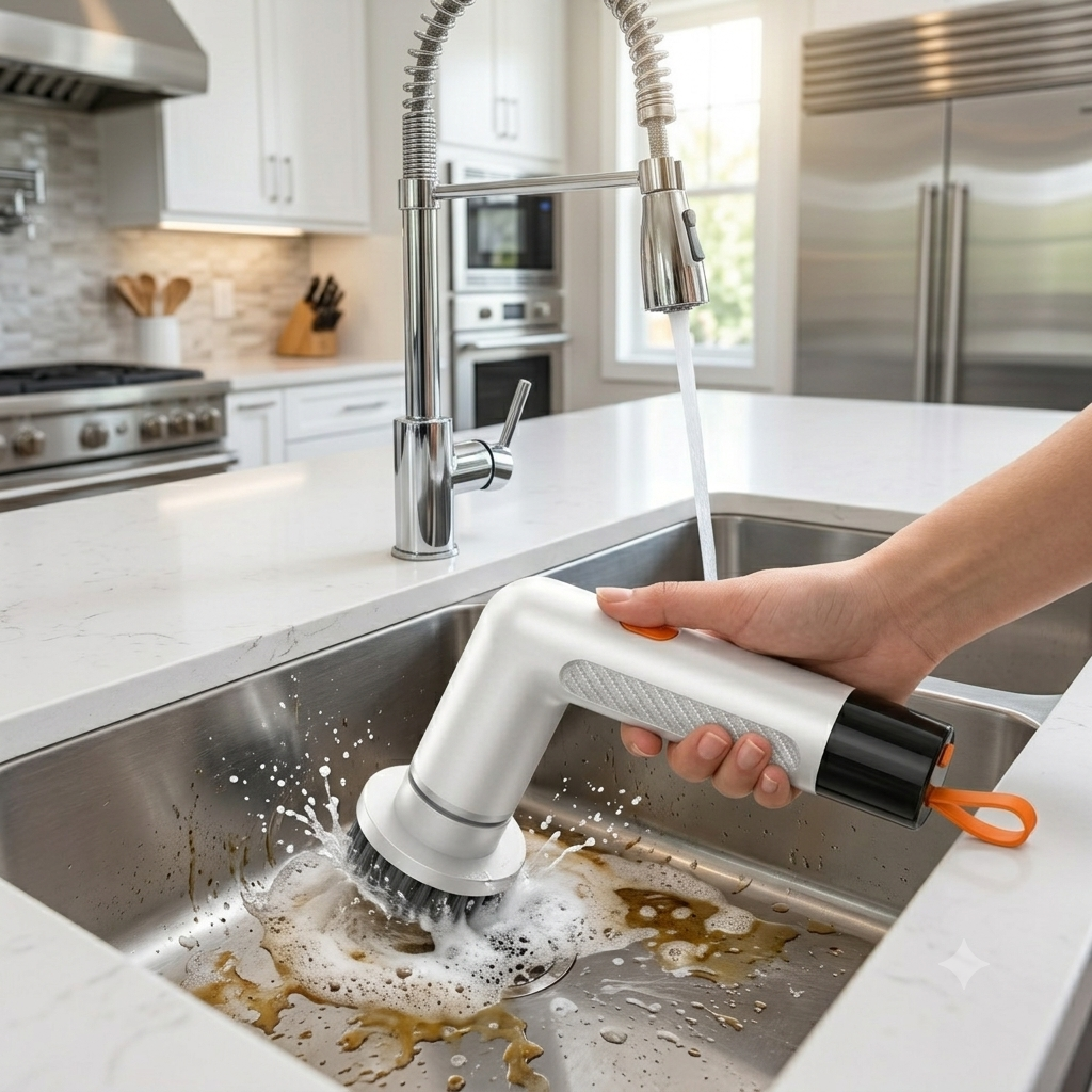 5-in-1 USB Rechargeable Electric Cleaning Brush – Cordless Kitchen & Stove Power Scrubber