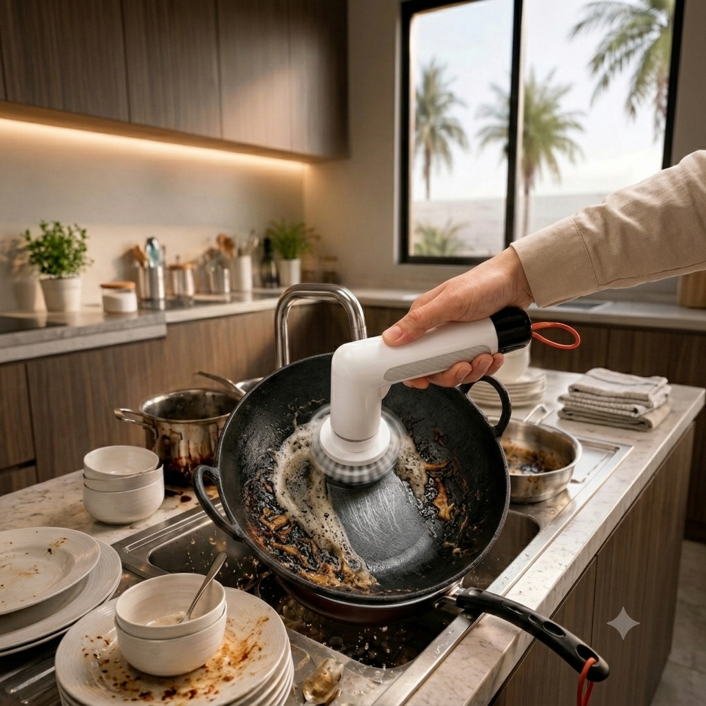 5-in-1 USB Rechargeable Electric Cleaning Brush – Cordless Kitchen & Stove Power Scrubber