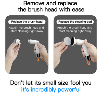 5-in-1 Electric Cleaning Brush – Rechargeable Power Scrubber with 5 Replaceable Brush Heads for Kitchen, Bathroom & Tile Cleaning