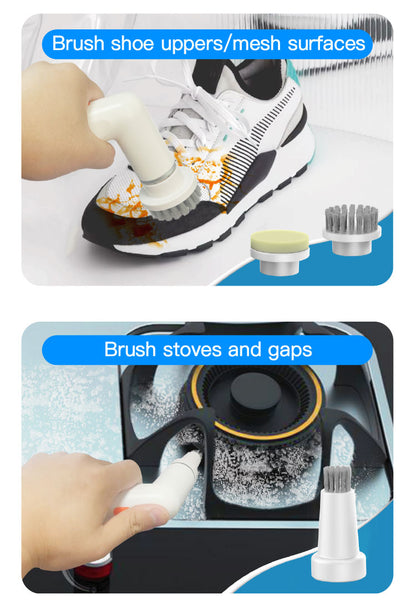5-in-1 Electric Cleaning Brush – Rechargeable Power Scrubber with 5 Replaceable Brush Heads for Kitchen, Bathroom & Tile Cleaning