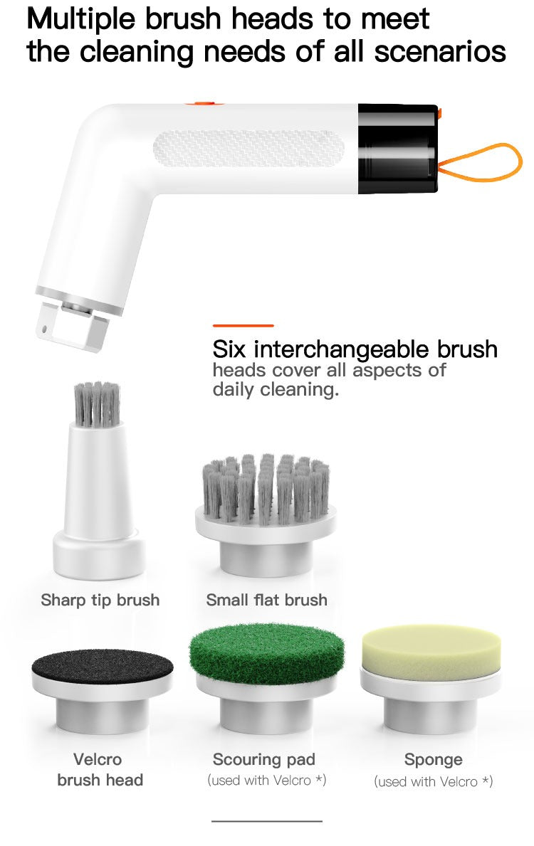 5-in-1 Electric Cleaning Brush – Rechargeable Power Scrubber with 5 Replaceable Brush Heads for Kitchen, Bathroom & Tile Cleaning