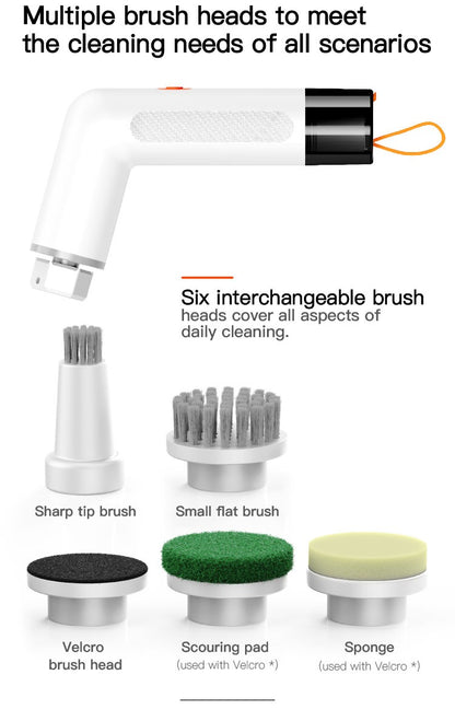 5-in-1 Electric Cleaning Brush – Rechargeable Power Scrubber with 5 Replaceable Brush Heads for Kitchen, Bathroom & Tile Cleaning